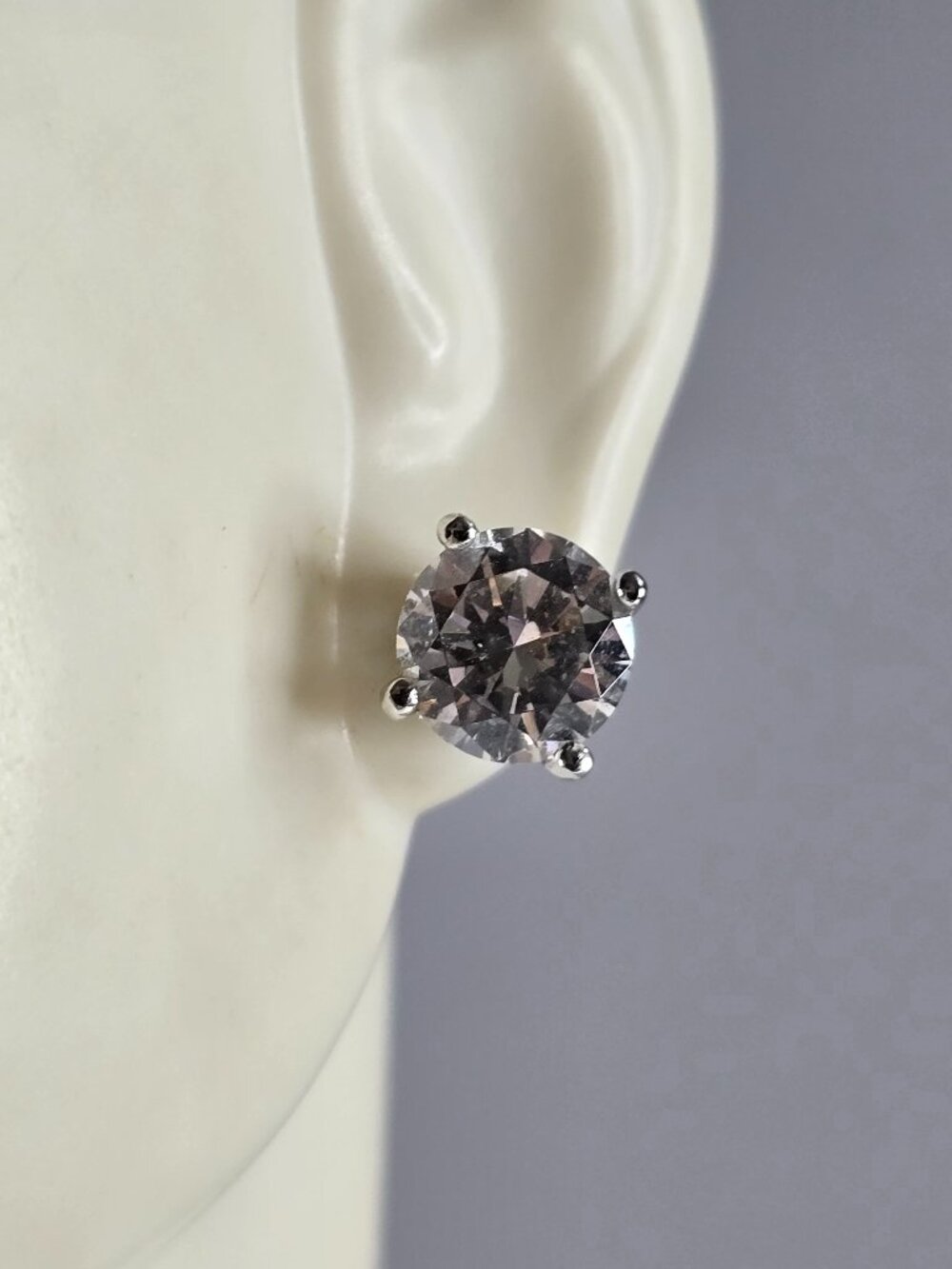 Pr Womens Vintage Estate Sterling Silver CZ Stud Earrings 3.3g #E6687